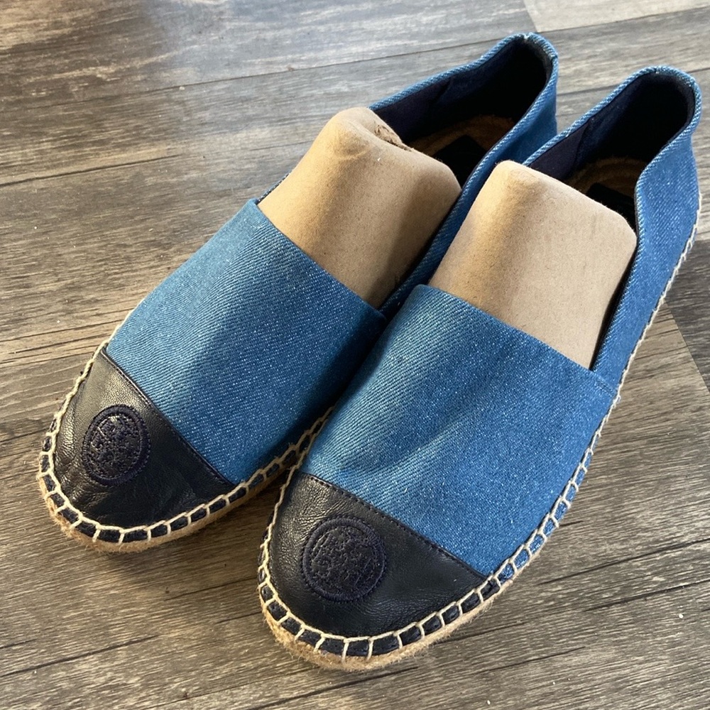 TORY BURCH Solid Blue Denim Canvas Espadrille Flats- US 9.5